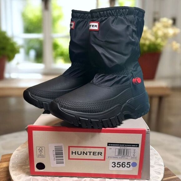 Hunter Wanderer Insulated Short Slouch Winter Snow Boots Women US 8 / EU 39 NIB - Picture 6 of 14